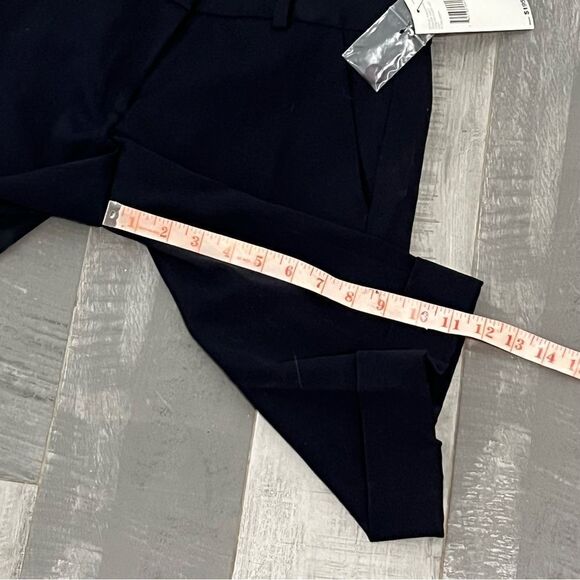 NWT DKNY Navy Blue Flat Front Mid Rise Long Bermuda City Dress Cuff Short 2 XS - Picture 4 of 9